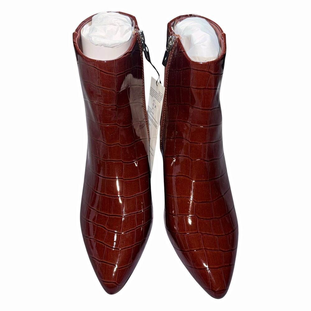 The Drop Jessi Chocolate Croc Ankle Boots Women’s 9.5 Pointed Toe NIB